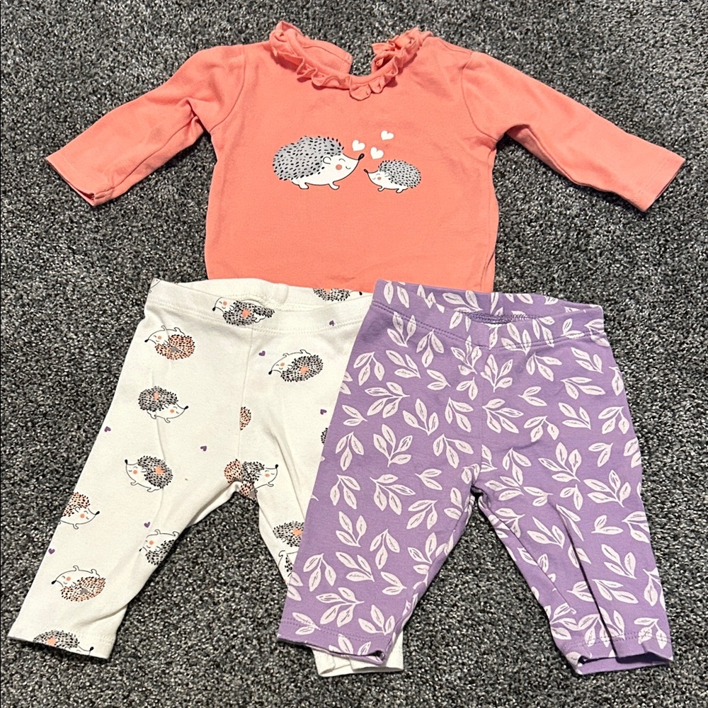 Adorable Hedgehog Kids Matching Set - Orange, White, and Purple